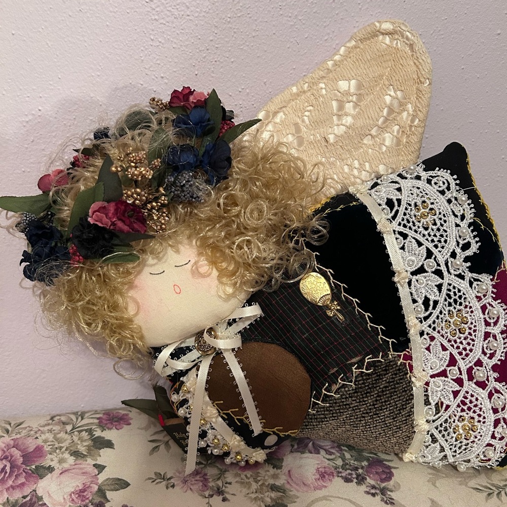 Handcrafted Angel Doll with Floral Accents